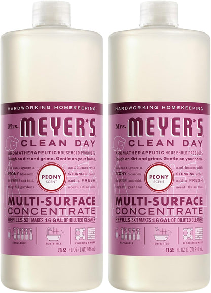 MRS. MEYER'S CLEAN DAY Multi-Surface Everyday Concentrate, Peony Scent, 32 Fl Oz Bottle - 2 Pack