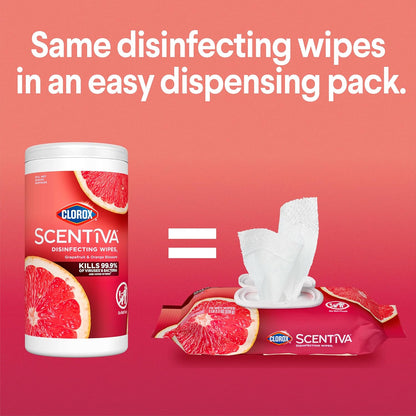 Clorox Scentiva Disinfecting Wipes, Coconut and Waterlily, 75 Count, Pack of 3 (Package May Vary)