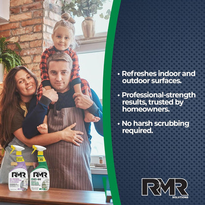 RMR Total Clean Team – Instant Stain Remover + All Natural All Purpose Cleaner, Indoor/Outdoor Cleaning Spray Kit for Kitchens, Bathrooms, Furniture, Siding, & Deck, 2–32 Oz Bottles
