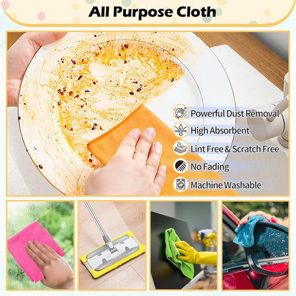 FIXSMITH Microfiber Cleaning Cloth - Pack of 8, Size: 12 x 16 in, Multi-Functional Cleaning Towels, Highly Absorbent Cleaning Rags, Lint-Free, Streak-Free Cleaning Cloths for Car Kitchen Home
