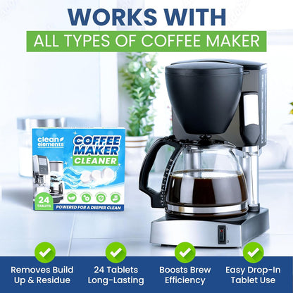 Coffee Maker Cleaner & Descaler Tablets – 24 Pack, Deep Cleaning for Coffee Pot & Coffe Machine, Compatible with Keurig, Nespresso, Miele, Ninja, Breville, DeLonghi, Espresso & Drip Machines