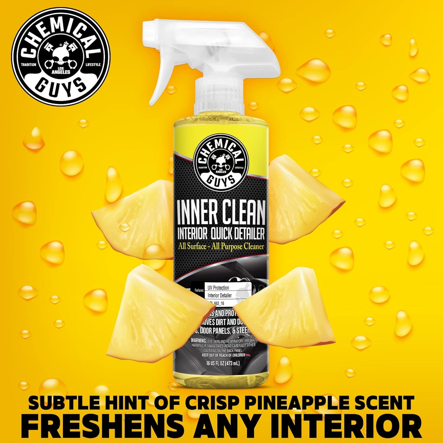 Chemical Guys InnerClean Interior Quick Detailer Cleaner and Protectant for Dashboards Door Panels Seats Trim and Surfaces Non Greasy Interior Car Cleaning Spray and Interior Detailer Spray 16 oz