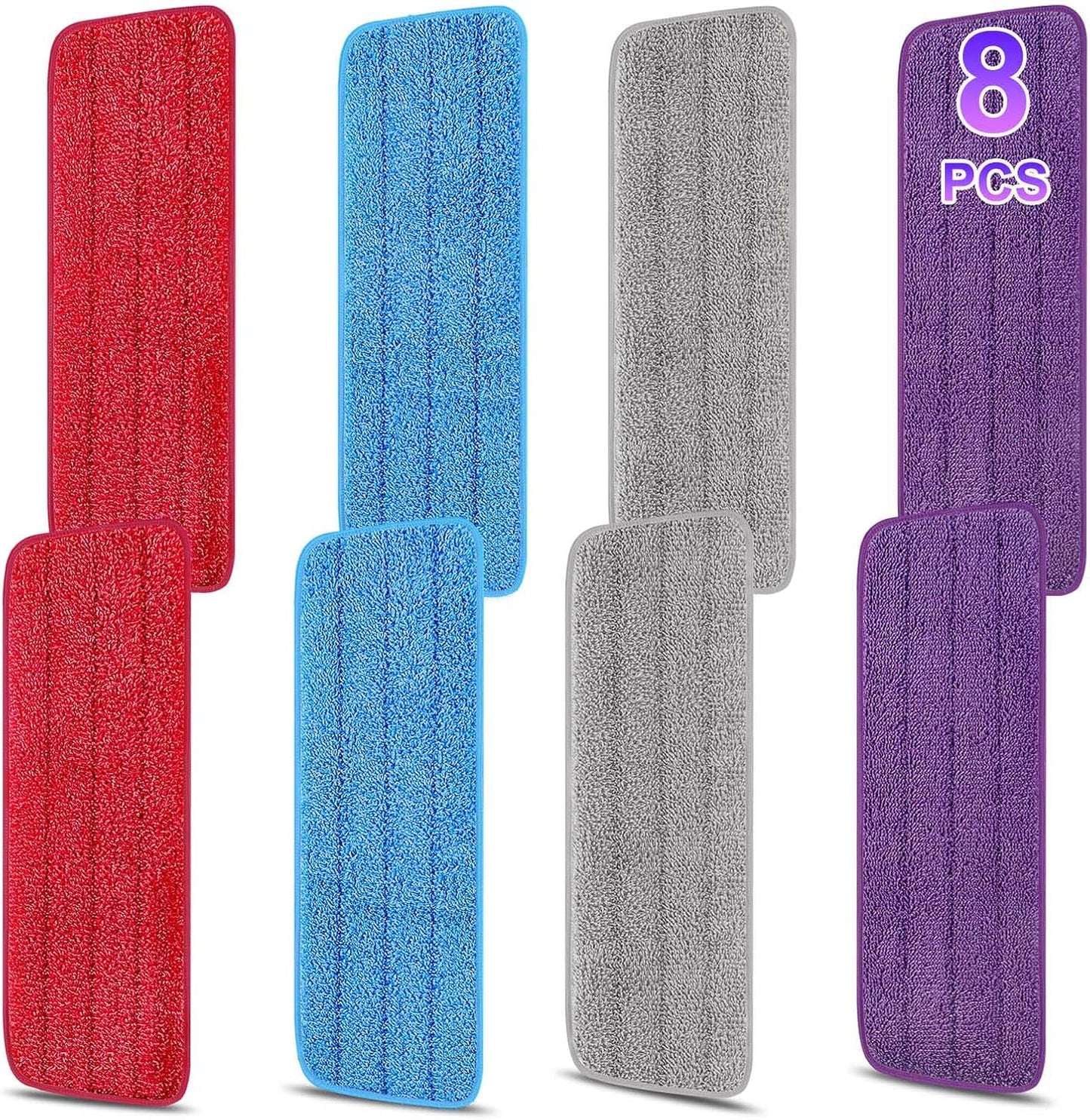 8 Pack 16.5 inch Reusable Mop Pads Microfiber Spray Mop Replacement Heads for Wet/Dry Mops Compatible with Bona Floor Care System