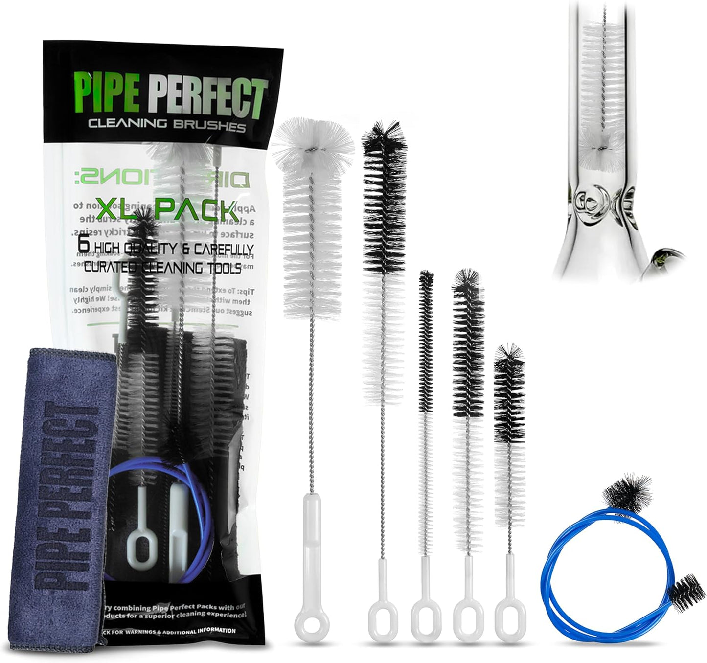 Pipe Perfect Original Cleaning Brush Set – Multi-Size Detail Brushes for Glass, Bottle, Tube & Narrow Openings | Deep Cleaning Kit for Hard-to-Reach Areas | Durable Reusable (Original Pack)