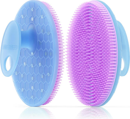 INNERNEED Food-Grade Soft Silicone Body Scrubber Shower Brush Handheld Cleansing Skin Brush, Gentle Exfoliating and Lather Well (Black)