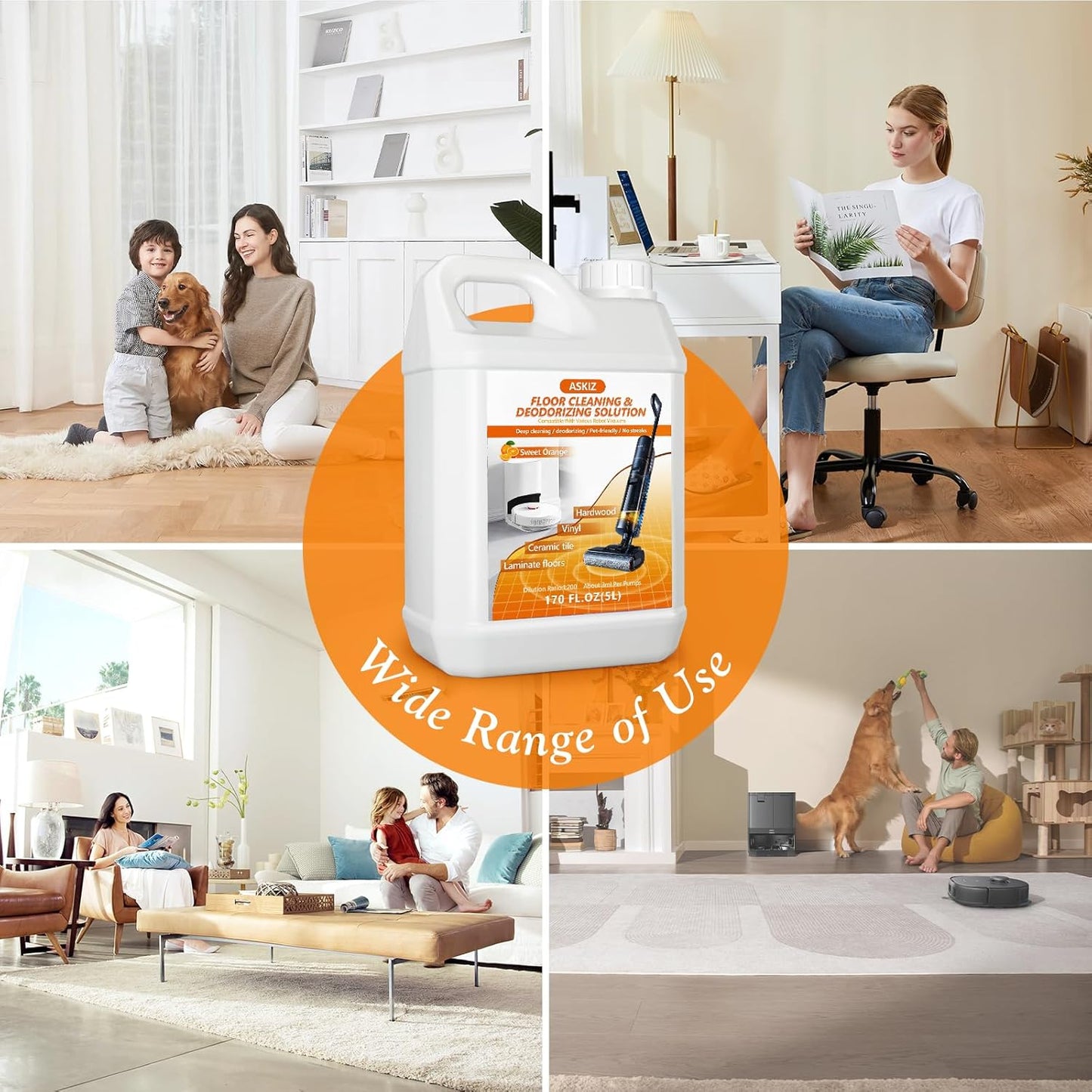 85 FL OZ Floor Cleaning Solution,Floor Cleaner for Mopping with Tineco,Deep Cleaning &Deodorizing for Roborock,Compatible with Saros Series,S8/S7 Series,Q Revo/Q Series,iFLOOR Series Wet Dry Vacuum