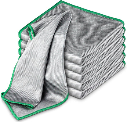 Glass Polishing Cloth Streak Free Miracle Cleaning Cloth Lint Free Microfiber Cleaning Rags for Glasses Kitchen Dish Mirrors Easy Clean, Pack of 6, 12" x 12"