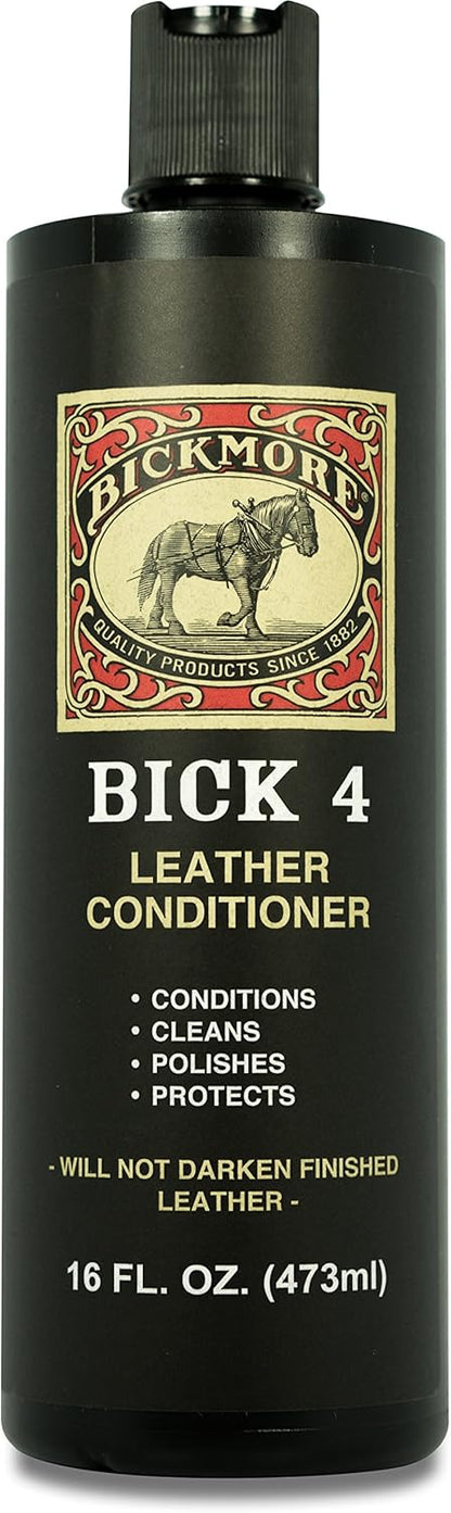 Bickmore Bick 4 Leather Conditioner and Leather Cleaner 16 oz - Will Not Darken Leather - Safe For All Leather Apparel, Furniture, Jackets, Shoes, Auto Interiors, Bags & All Other Leather Accessories