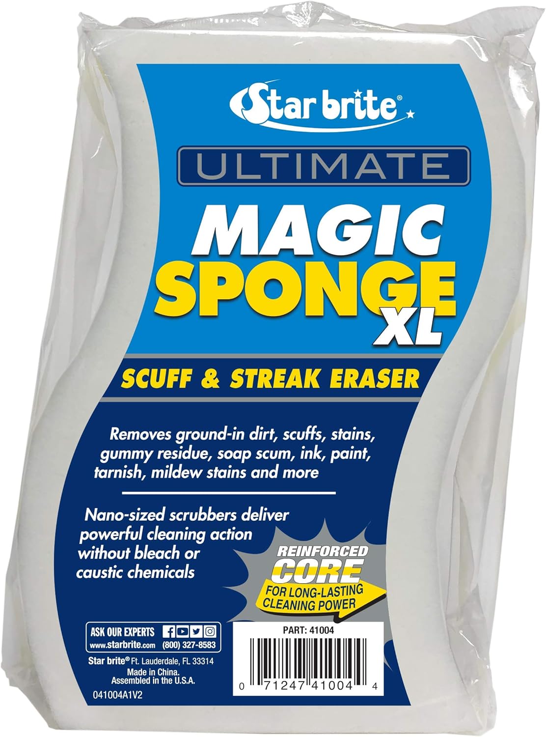 STAR BRITE Ultimate Magic Sponge - Boat Scuff Eraser Melamine Scrubber with Reinforced Core - 2 Pack (041000)