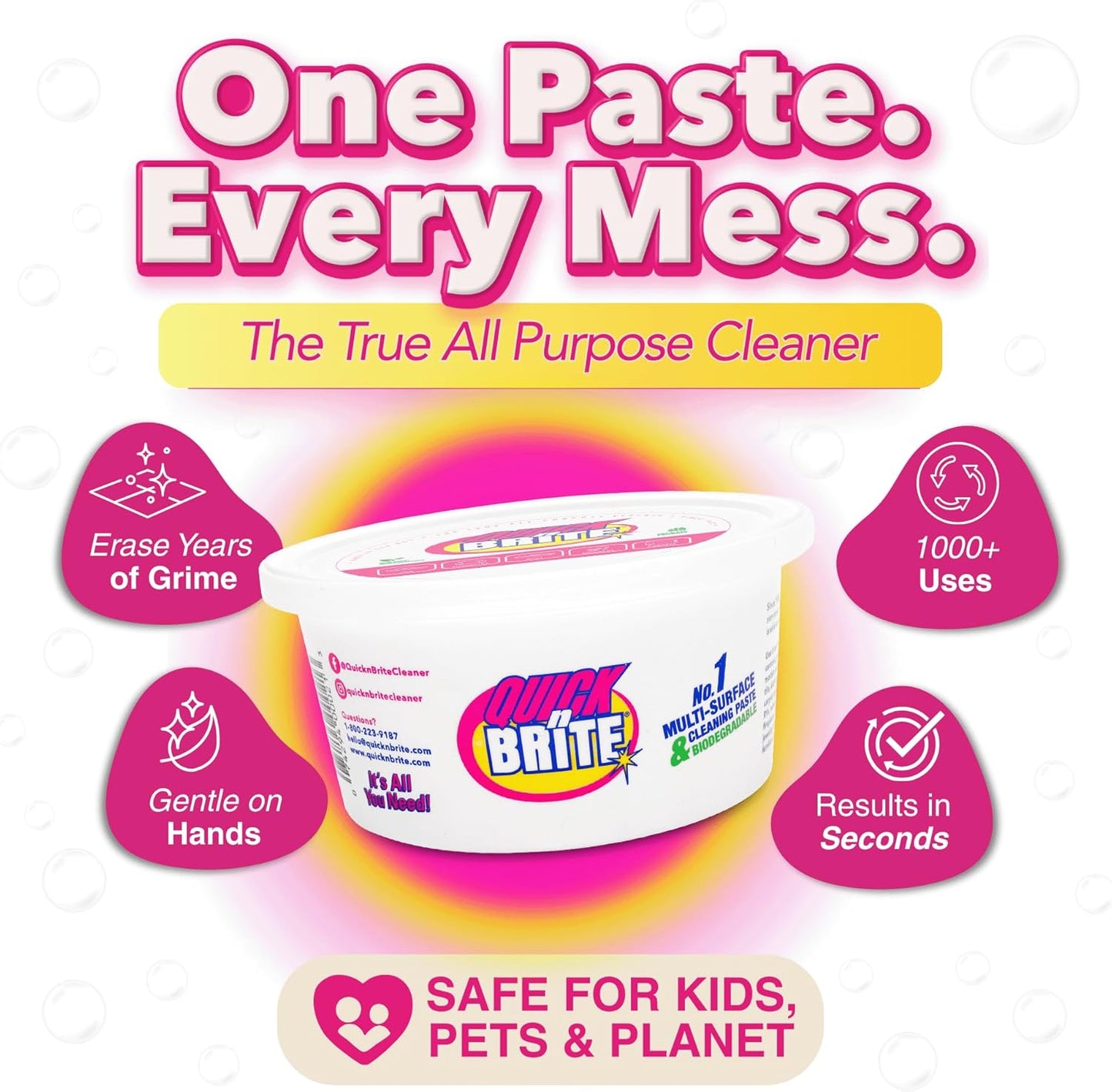 Quick 'n Brite All Purpose Cleaning Paste, True All Purpose Cleaner, Concentrated, 30 oz