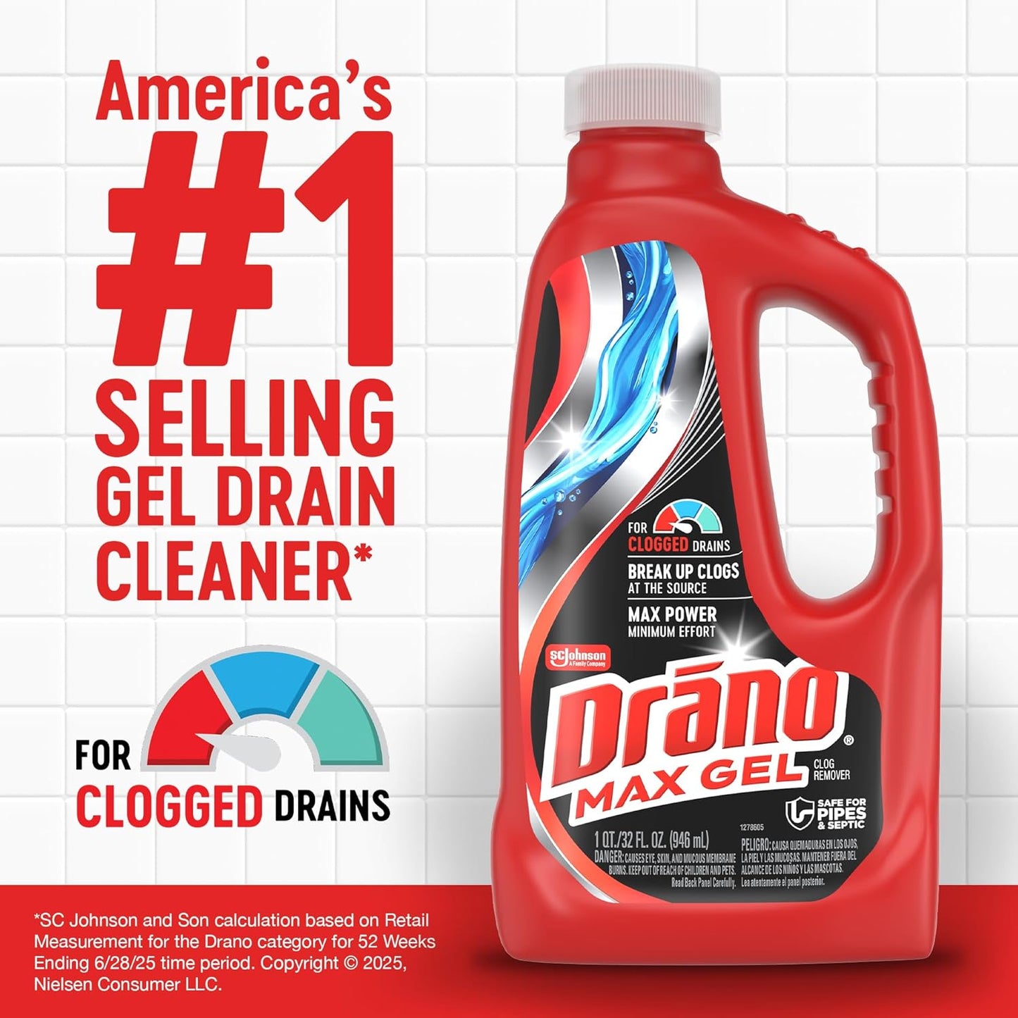 Drano Max Gel Clog Remover, 80 oz