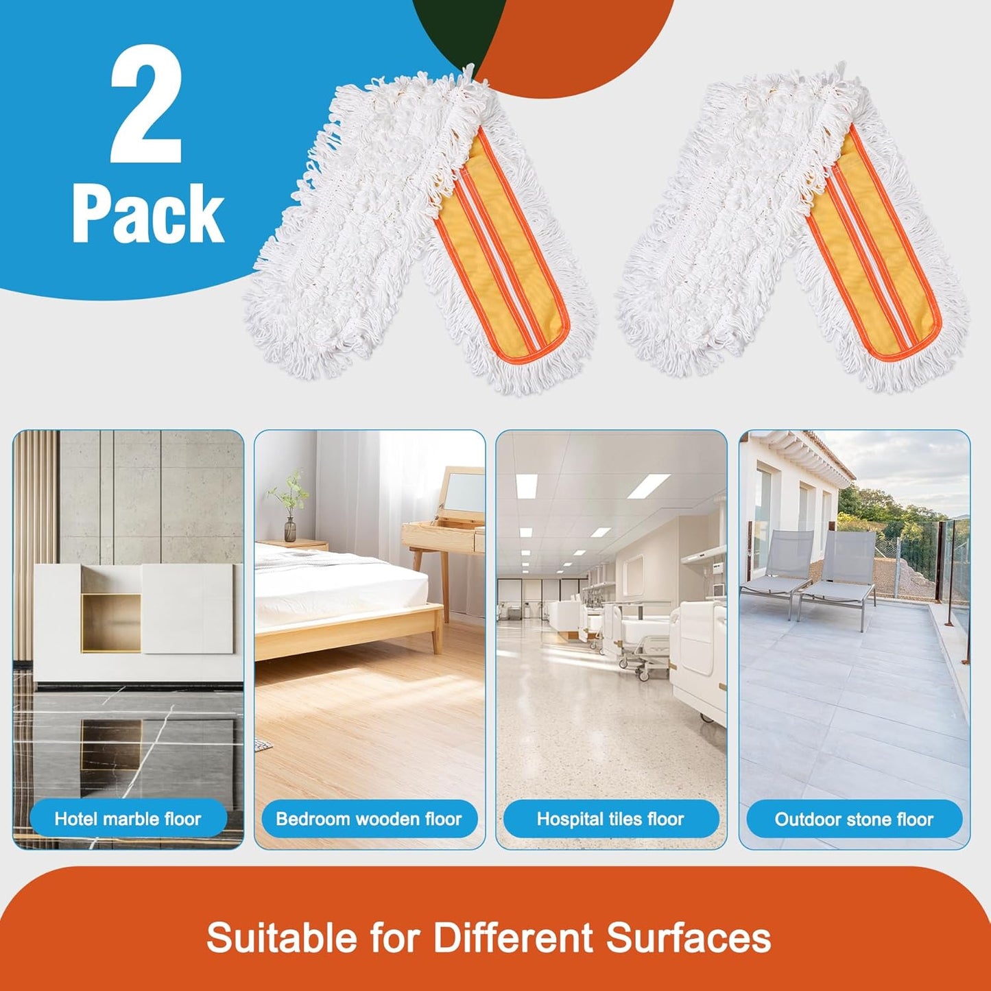 36" Microfiber Mop Pads 2 Pieces Just Fit CLEANHOME Industrial Dust Mop: B08R3F1ZZM,Green