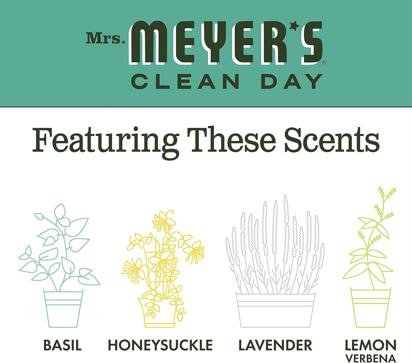 MRS. MEYER'S CLEAN DAY Liquid Dish Soap, Honeysuckle Scent, 16 Fl Oz Bottle