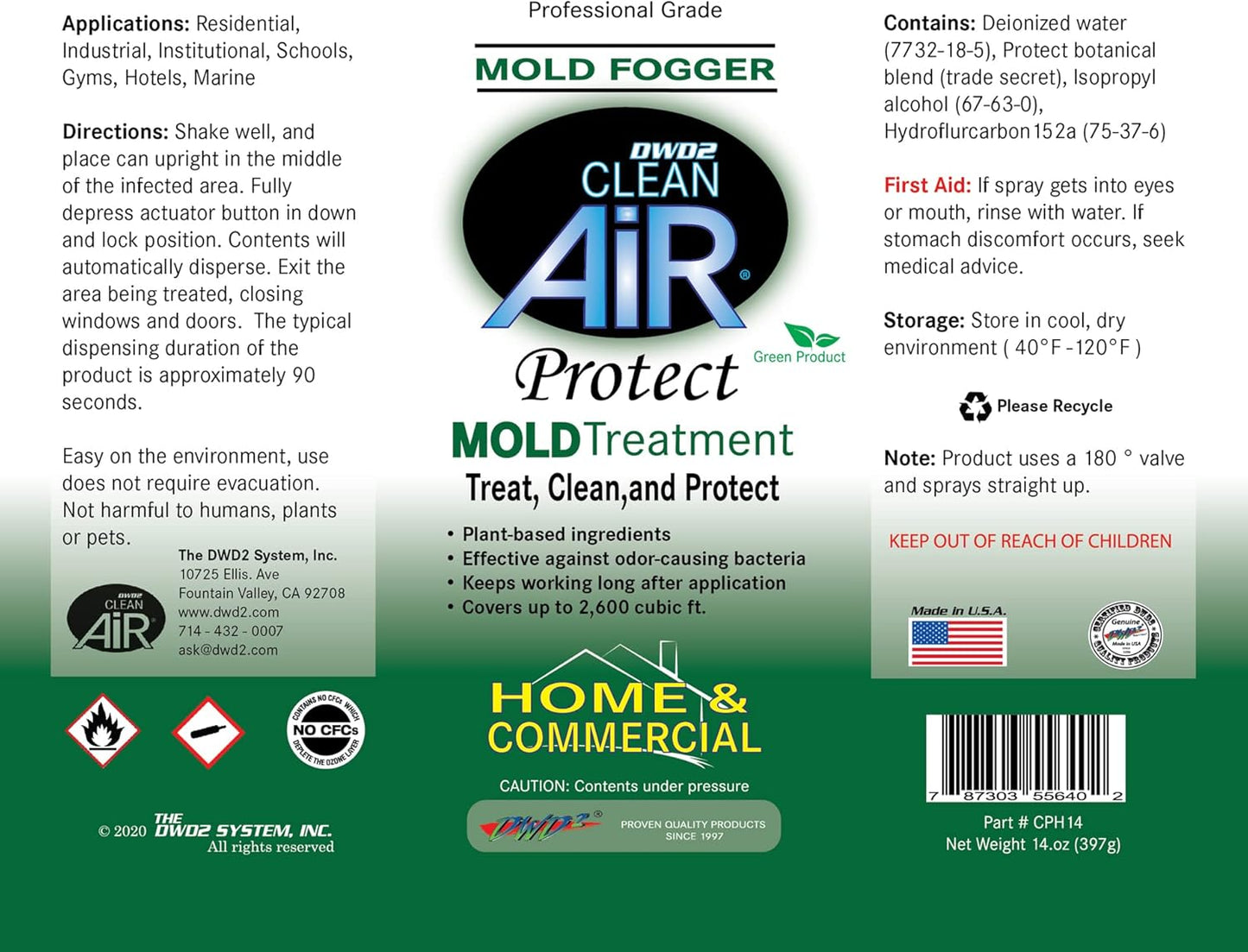 DWD2 Protect™ Home & Commercial Mold-Treatment Plant-Based Mold-Odor Remover Fogger Treatment - eco-friendly solution for a safer and healthier living and working space (8 oz.)