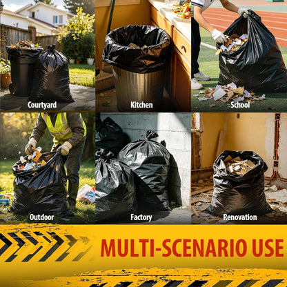 42 Gallon Contractor Garbage Bags - 3.5 MIL Thick Heavy Duty Trash Bags - 33" X 48" Large Black Bag for Construction, Commerical, Industrial, Yard, Outdoor Use (10 Count)