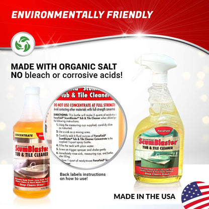ForceField ScumBlaster: Soap Scum Remover, Tile and Grout Cleaner, Hard Water Stains and Rust, Industrial Strength
