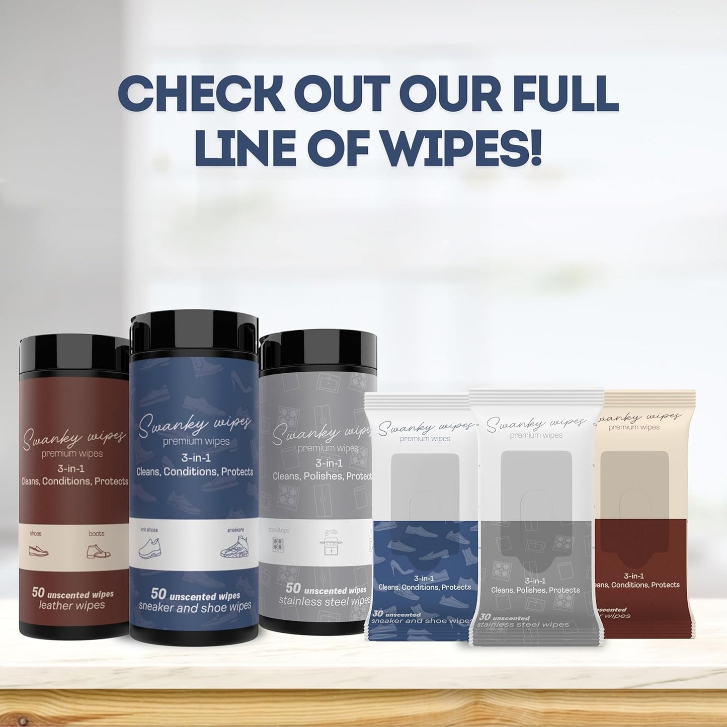 Swanky Leather Wipes - Leather Cleaner and Conditioner for Purses, Shoes, Furniture Polish & Car Seats, Prevents Fading & Cracking, Restores Softness & Shine - Soft Wipes, 30 Count
