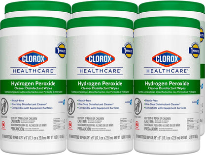 Clorox Healthcare Hydrogen Peroxide Cleaner Disinfectant Wipes, 12" x 11", Bucket, 185 Count (Package May Vary)