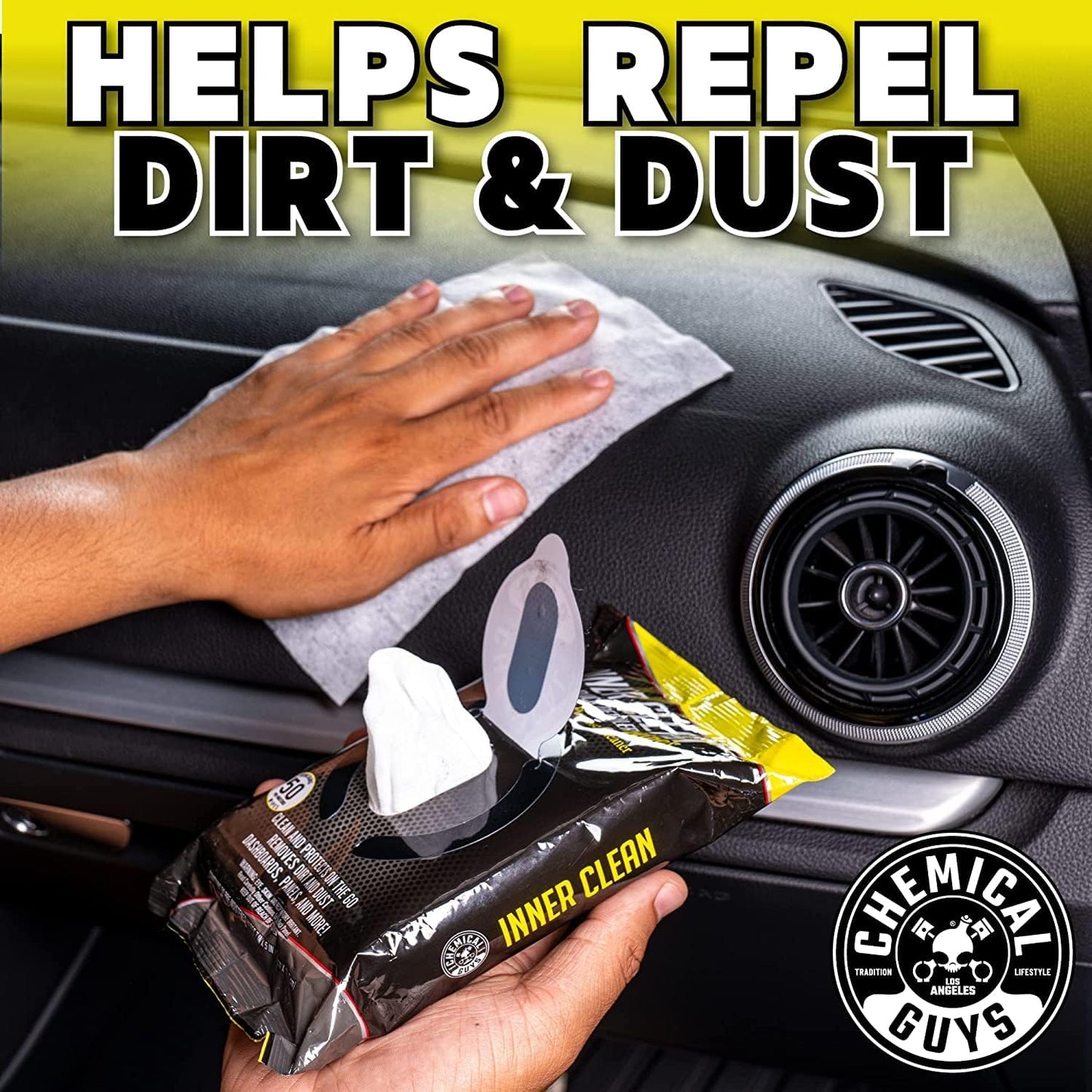Chemical Guys Total Interior Cleaner & Protectant and InnerClean Interior Quick Detailer & Protectant Wipes for Cars, Trucks, SUVs, and RVs, 2 Pack, 50 Ct Each (100 Wipes Total)