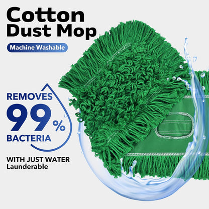 Matthew Cleaning 24'' Industrial Strength Cotton Dust Mop Refill Washable Replacement Heads for Residential & Commercial Use Fit Standard Dust Mop Frames, Hardwood, Laminate, Concrete Floors 3 Pack