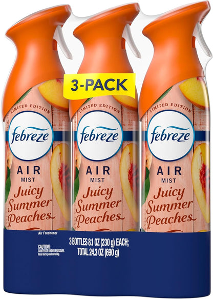 Febreze Air Mist, Air Freshener, Odor Fighting Room Spray, Deodorizer for Home Bathroom Kitchen Office Apartment, Lilac Sunrise, Warm Ocean Breeze, Summer Golden Hour Variety Pack, 8.1oz (Pack of 3)