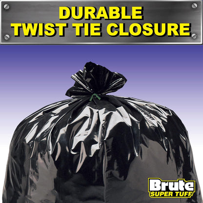 Brute Super Tuff Heavy Duty 2.2 MIL Contractor Bags, Extra Large Trash Bags, Twist Tie Closure, Black, 55 Gallon, 15 Count