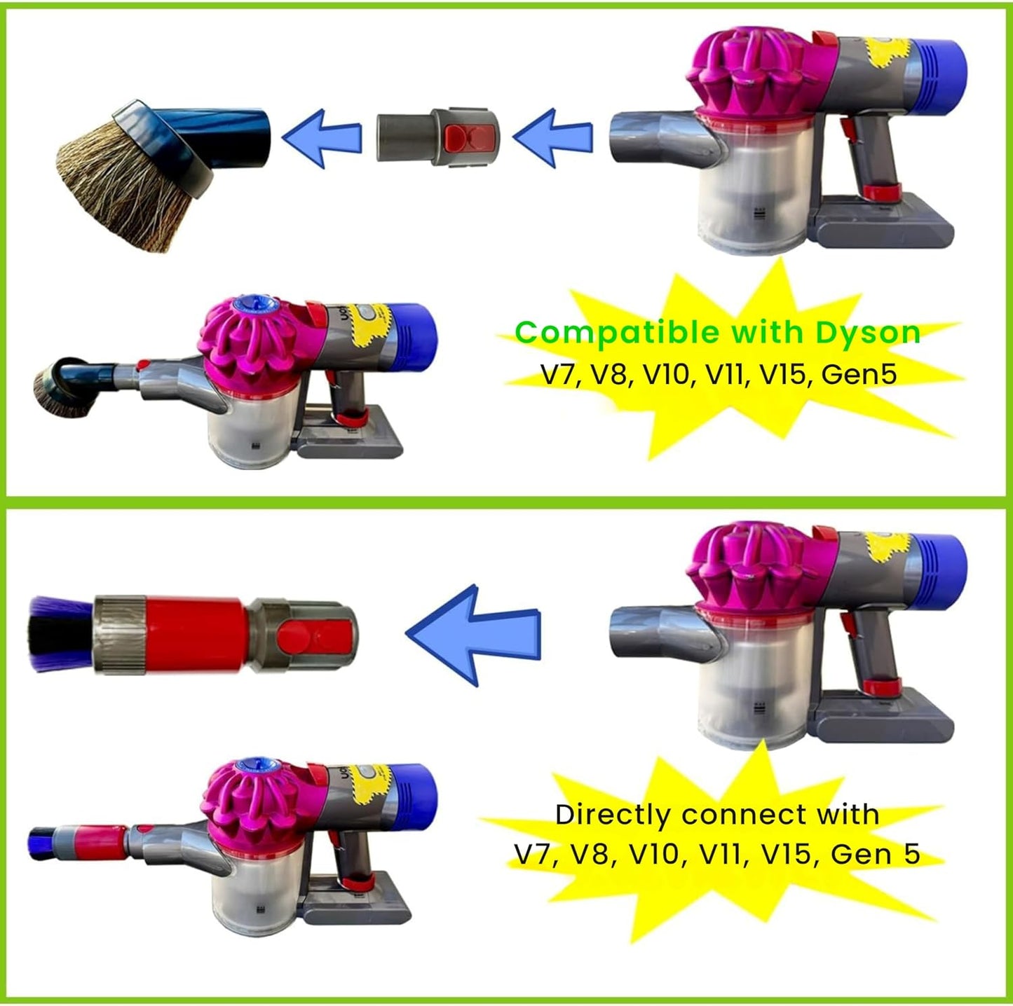 1.25'' Shop Vacuum Dust Brush Attachment with 25mm Horse Hair (2PCS) - Round Dust Brush Soft Bristle for Furniture, Blinds, Car, Wood, Electronics - 1.25 inch (32mm) Vacuum Accessories