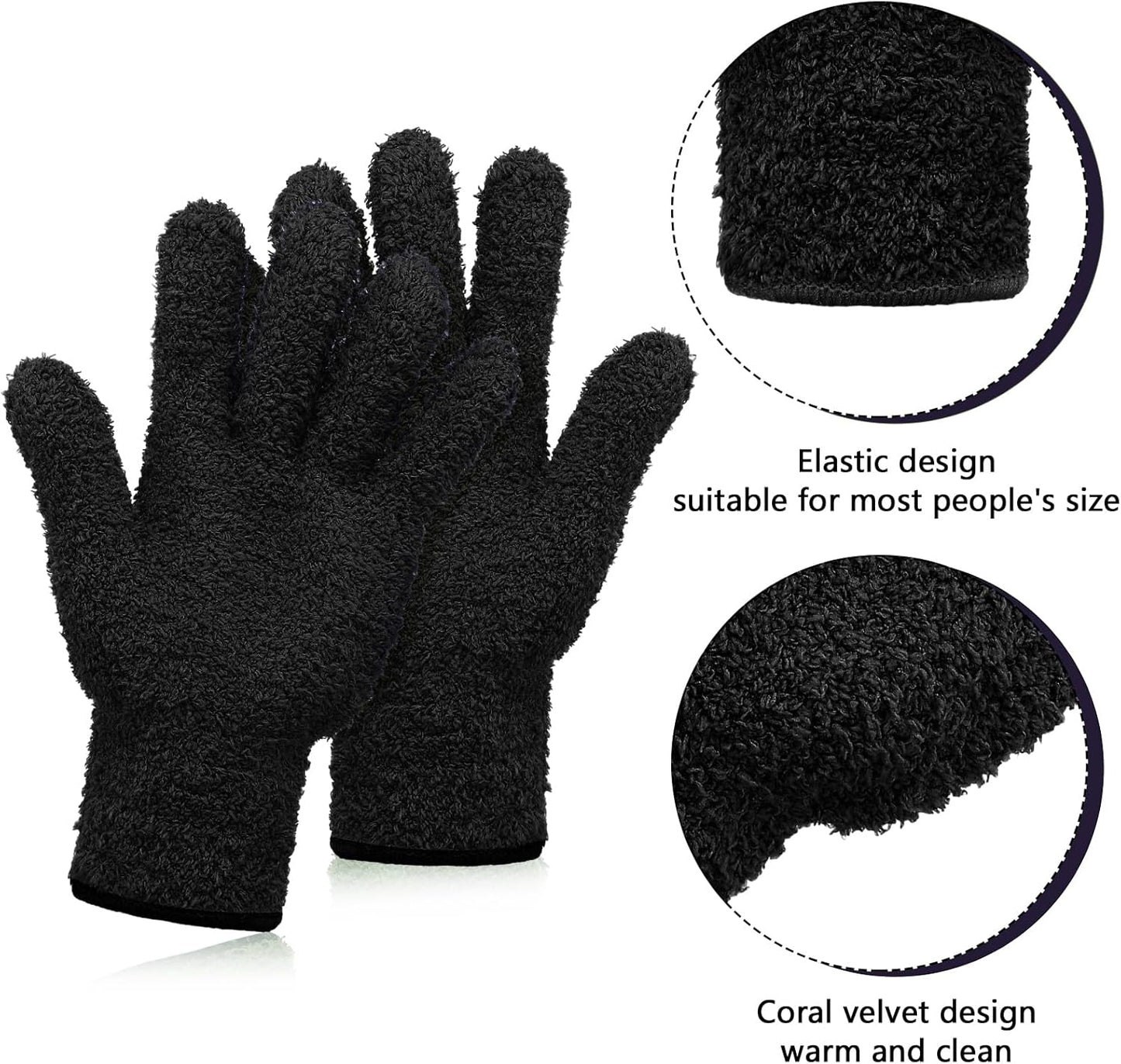 Patelai 2 Pairs Microfiber Gloves for plants Dusting Cleaning Glove Mittens House Cars Blinds Dusting(Blue, Grass Green,Large)