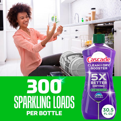 Cascade Rinse Aid Clean & Dry Booster Dishwasher Liquid, Gel & Detergent Pods for Sparkling Clean Dishes, Dishwasher Soap, Tablets & Rinse Aid Dry Booster, 8.45oz