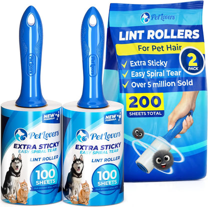 PetLovers Extra Sticky Lint Roller Mega Value Set 600 Sheets for Pet Hair Removal, Dog and Cat Lint Remover 6 Pack