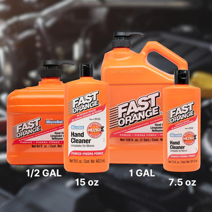 Fast Orange 25108 Pumice Lotion, Heavy Duty Hand Cleaner, Natural Citrus Scent, Waterless Cleaner For Mechanics, Strong Grease Fighter, 7.5 oz