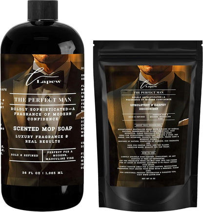 Lapew Black Sea Scented Cleaning Bundle | Carpet Deodorizer Powder (16 oz) & Mop Soap Concentrate (36 oz) | Pet-Friendly Odor Eliminator - Colors B