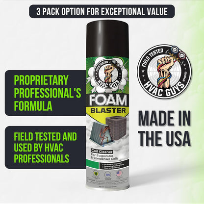 Leak Saver Foam Blaster AC Coil Cleaner for AC Unit 3-Pack | No Rinse Formula for Evaporators & Condensers | Neutral Citrus Scent