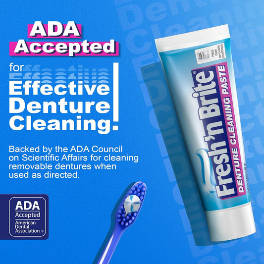 Fresh 'n Brite Denture Cleaner Paste, ADA Accepted Dual Action Formula for Fresh Breath & Gentle Care of Dentures, 1 Count