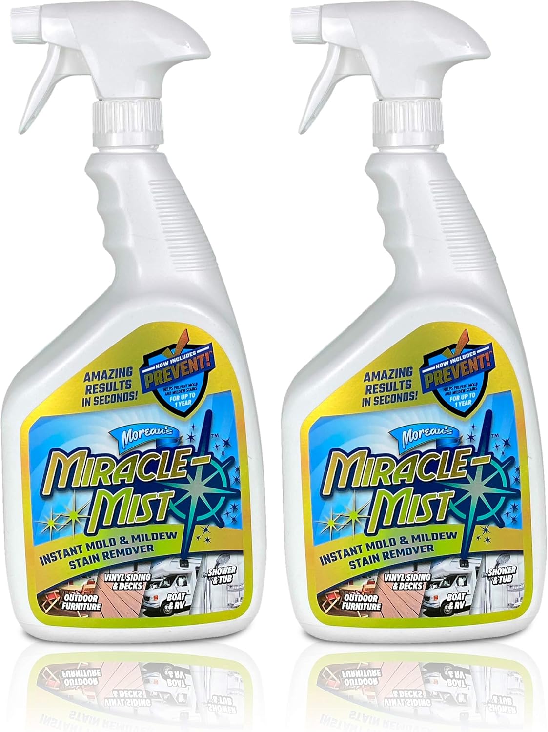 MiracleMist Instant Cleaner for Indoor and Outdoor Use, 32 oz | 2 Pack (64 OZ Spray)