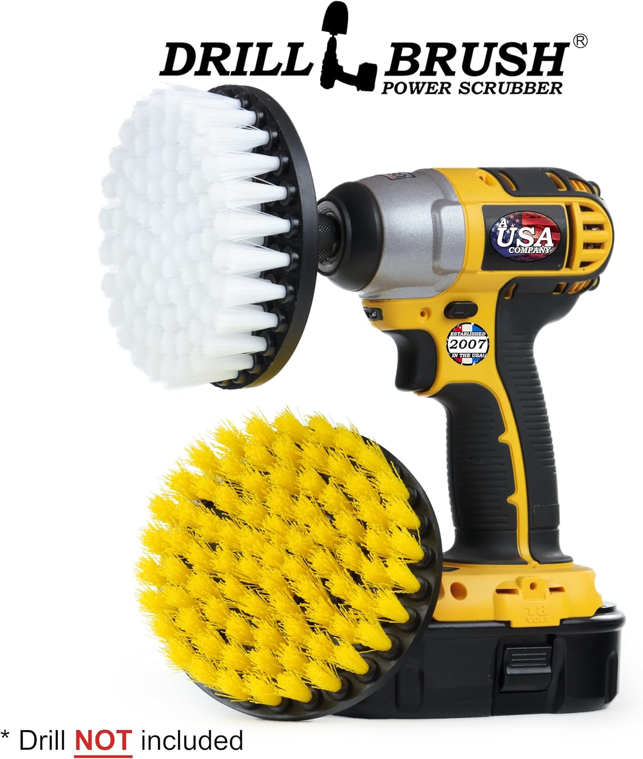 Bathroom Accessories - Power Scrubber Bathroom and Kitchen Brush Set - Cleaning Supplies - Drill Brush- Bath Mat - Shower Cleaner - Soap Scum, Mineral Deposits, Calcium, Hard Water, Rust Stains