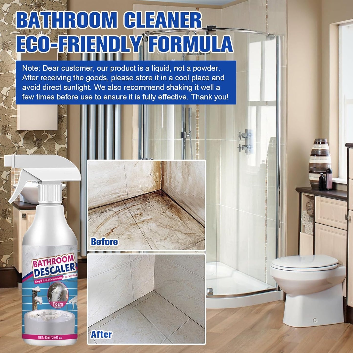 2PCS Stubborn Stains Cleaner, Bathroom Descaler Cleaner, Bathroom Foam Cleaner Spray, All-Purpose Descaler Foam Spray, Stubborn Stains Cleaner,Limescale Cleaner