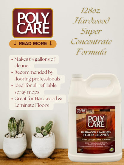 Hardwood Floor Cleaner Super Concentrate - 128 Fl Oz - Fresh- Dilute Concentrate with Water for Spray Mops and Spray Bottles - Residue-Free Floor Cleaning Solution