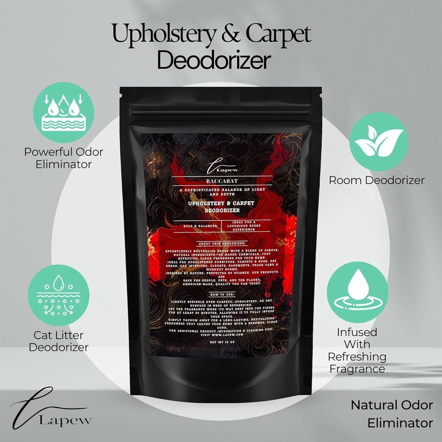 Lapew Black Sea Scented Cleaning Bundle | Carpet Deodorizer Powder (16 oz) & Mop Soap Concentrate (36 oz) | Pet-Friendly Odor Eliminator - Colors A