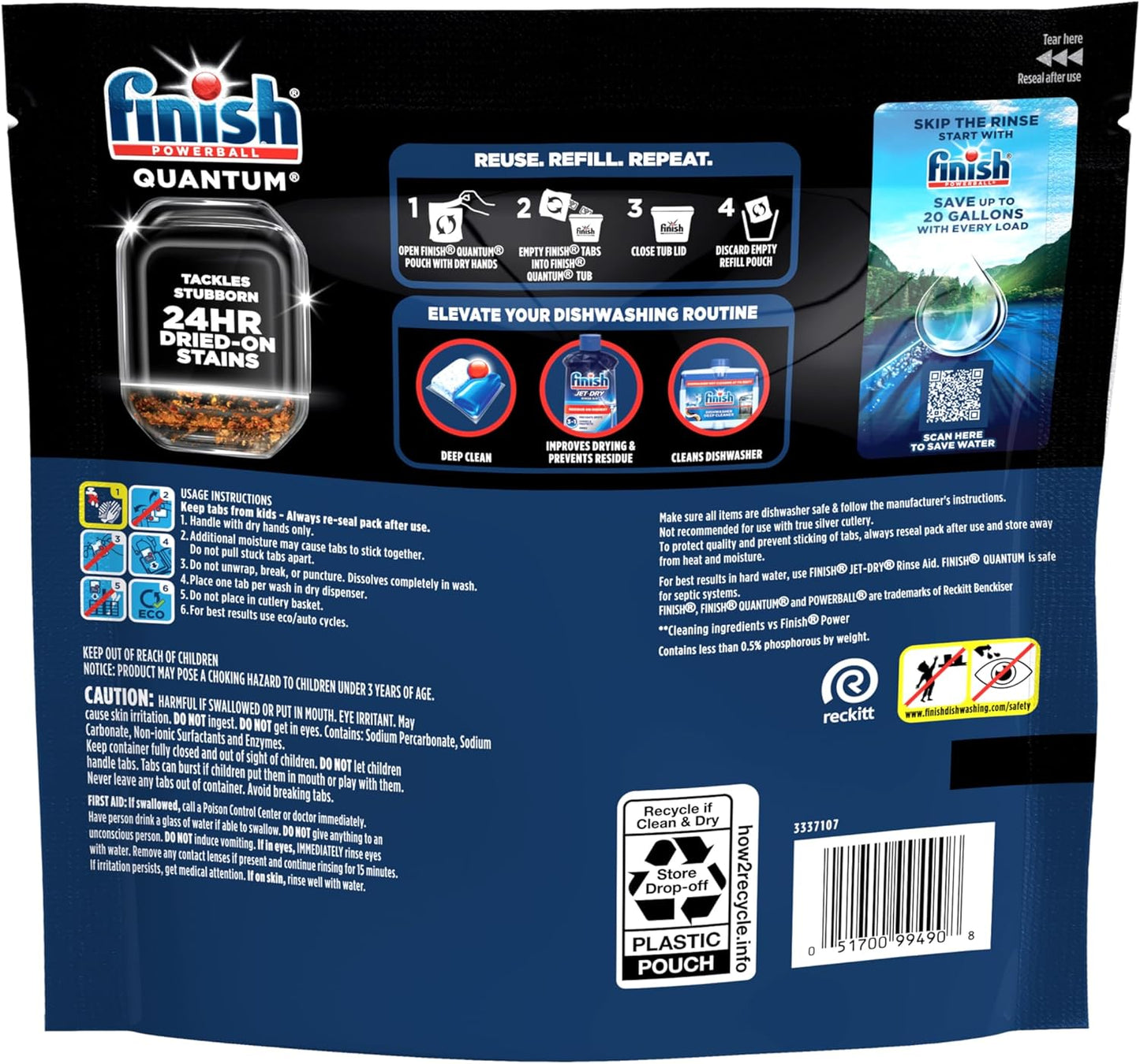 Finish Quantum Dishwasher Pods, No Pre-Rinse Dishwasher Detergent Soap Removes 24HR Dried-On Stain and Grease, Leaving a Virtually Spotless Shine, 82 Count