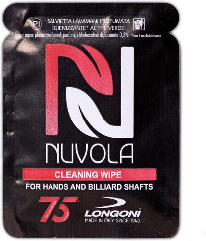 Longoni Nuvola Cleaning Wipes for Pool Billiard Cue Shafts and Hands 10 pcs