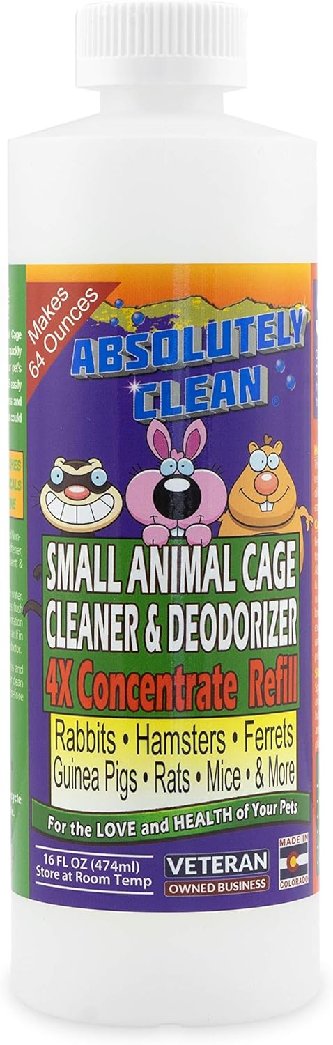 Amazing Small Animal Cage Cleaner, Just Spray/Wipe, Easily Removes Messes & Odors - Hamster Cages, Mice, Rat Cage, Guinea Pig Cage, Rabbit Cage, Ferret Cage, Dog Cage - USA Made