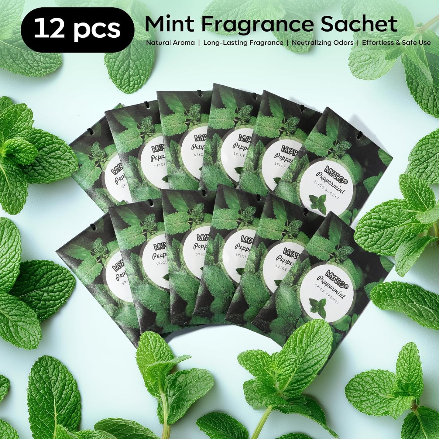 MYARO 12 Pack Fresh Linen Scented Sachets for Drawer, Closet & Car Air Freshener Bags | Odor Eliminator & Fabric Refresher | Crisp, Clean Home Fragrance Gift Set