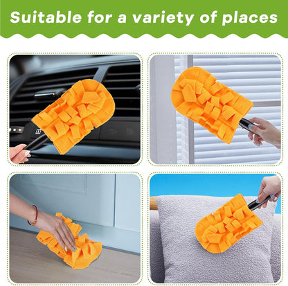 Zubebe 12 Pcs Duster Refill Reusable Fleece Duster Refills Feather Flat Dusters Multi Surface Washable Cleaning Pads Tools for Home, Blinds, Car, Pet, Furniture, Fans (Dark Color)