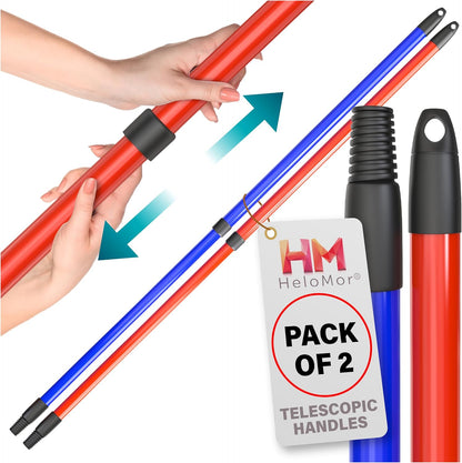 HeloMorSqueegee Broom Scrubbing Brush with Telescopic Long Handle for Garage, Patio, Deck, Tile and Shower (16 Inch (3 Pack))