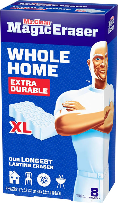 Mr. Clean Magic Eraser Sponge, All Purpose Cleaner, Long Lasting Cleaning Scrubber, Wall Cleaner, Sneaker Cleaner, Oven Cleaner, Kitchen, Bathroom, Shower Cleaning Supplies, Ultra Thick, 5ct