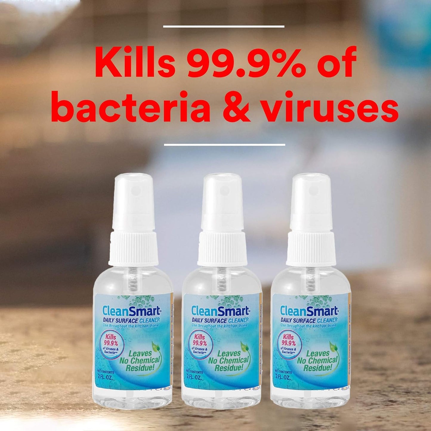 CleanSmart Daily Surface Spray Disinfectant, Kills 99.9% of Viruses, Bacteria, Mold & Fungus, 16 oz Bottle (Pack of 3)