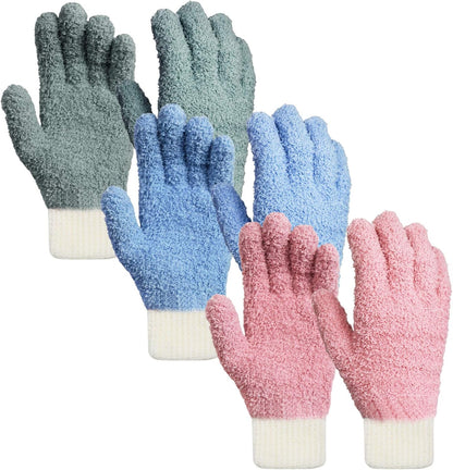 MIG4U Microfiber Dusting Gloves House Cleaning Glove for Blinds, Windows, Shutters, Furniture, and Car, Reusable Lint-Free Pink 1 Pair S/M