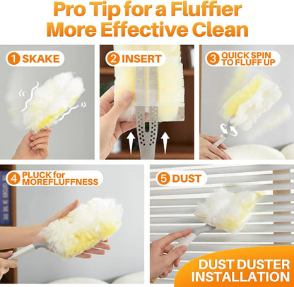 JOYMOOP Scented Telescopic Duster kit, 3FT Extendable Handle (Yellow) + 24 Yellow Refills for Swiffer Feather Duster,Easy Cleaning for Ceilings, Ceiling Fans, Blinds, Vents & Shelves