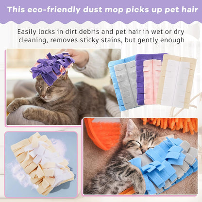Zubebe 12 Pcs Duster Refill Reusable Fleece Duster Refills Feather Flat Dusters Multi Surface Washable Cleaning Pads Tools for Home, Blinds, Car, Pet, Furniture, Fans (Dark Color)